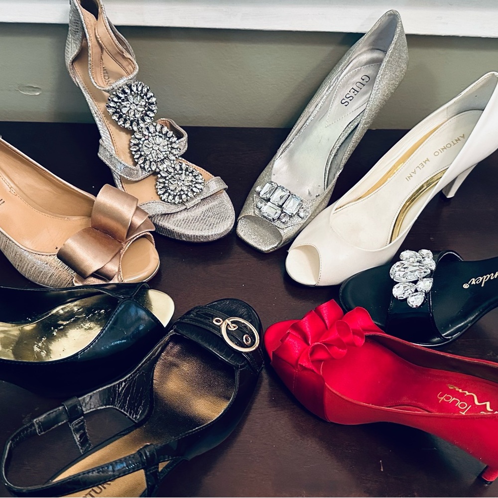 For every colour outfit! 8 Pairs Sz 5.5 & 6 Dressy Heels Pumps AK Melani Guess